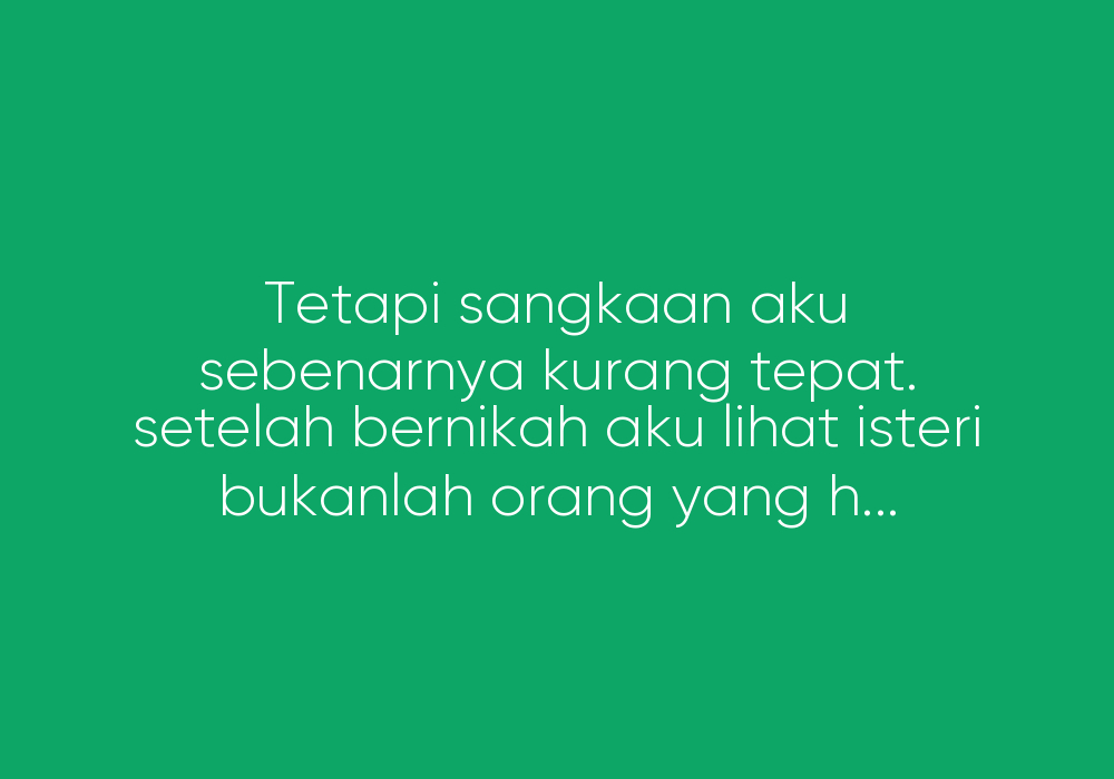 Isteri Tak Memasak Dan Tak Mengemas