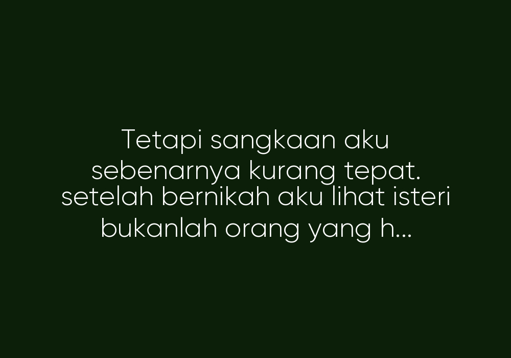 Isteri Tak Memasak Dan Tak Mengemas